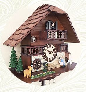 A18KCKW2628MD Kaiser Black Forest Chalet Style Solid wood Fairy Tale CuckooClock 